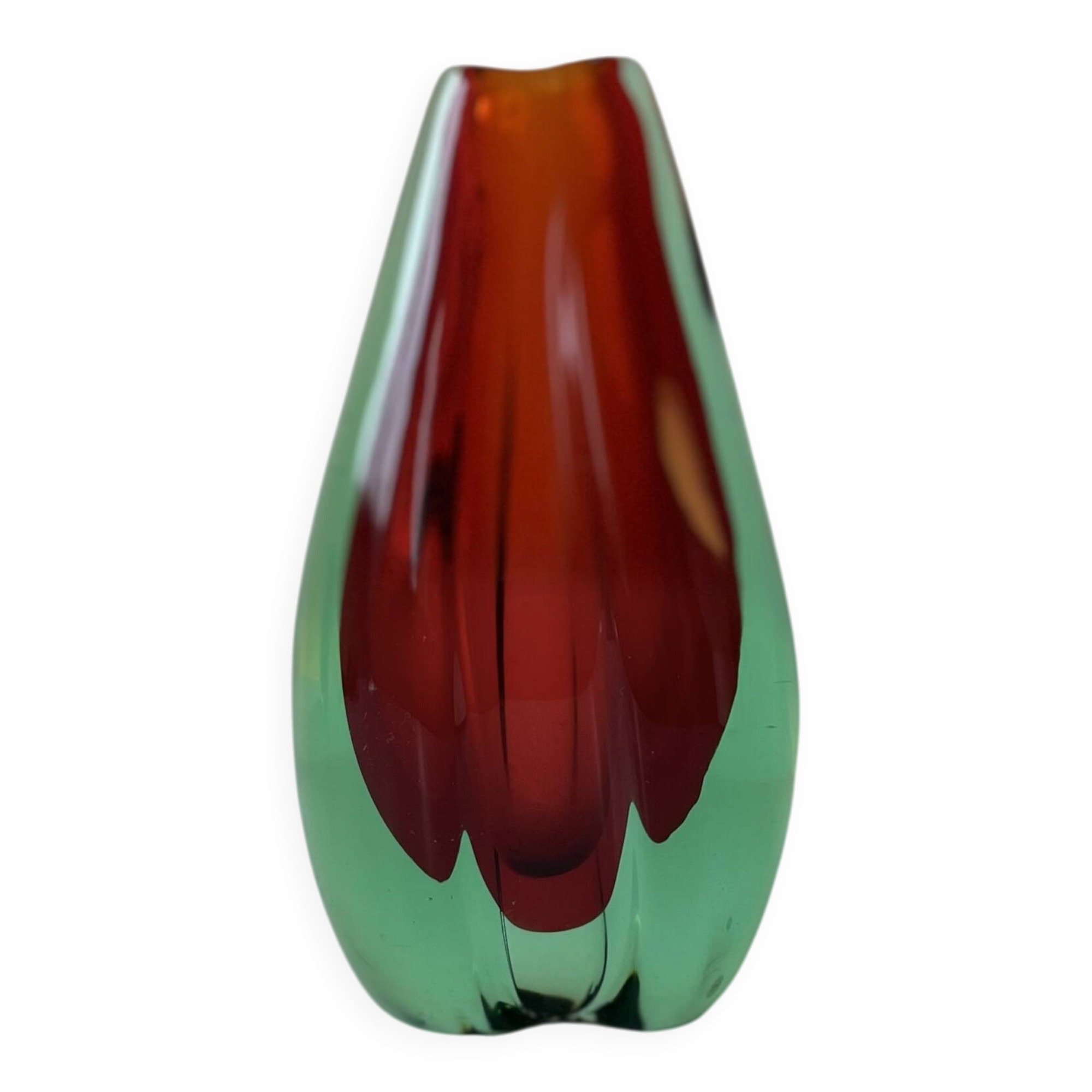 Murano Vase Sommerso Flavio Poli – Green and red – Italy, 1950s-1960s