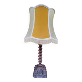 Sculpted wooden lamp with faces, antique.