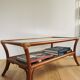 Table basse cannage vintage plateau verre