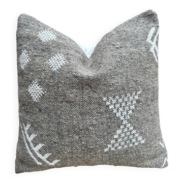 Moroccan kilim cushion cover handmade: Berber wool cushion