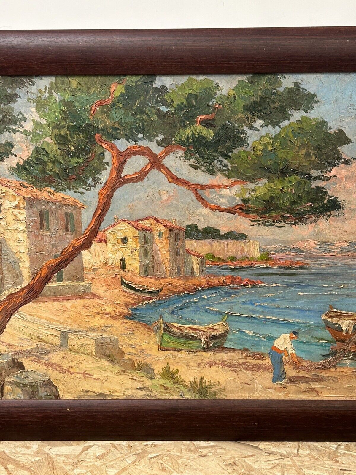 Oil on isorel, mediterranean, marine signed impressionist henri bargin