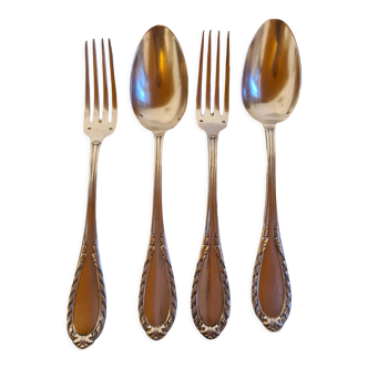 Set of 4 silver cutlery engraved fg