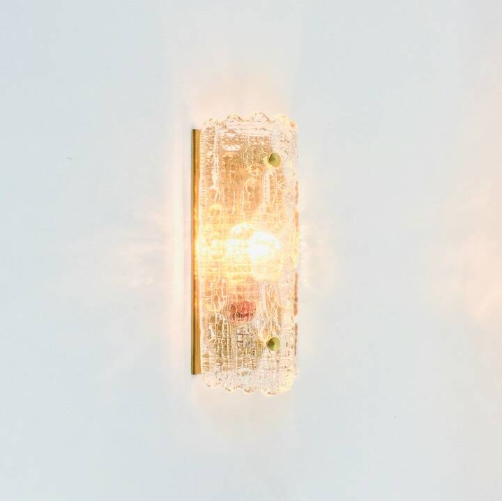 Scandinavian Glass & Brass Wall Lamp by Carl Fagerlund for Orrefors, 1960s