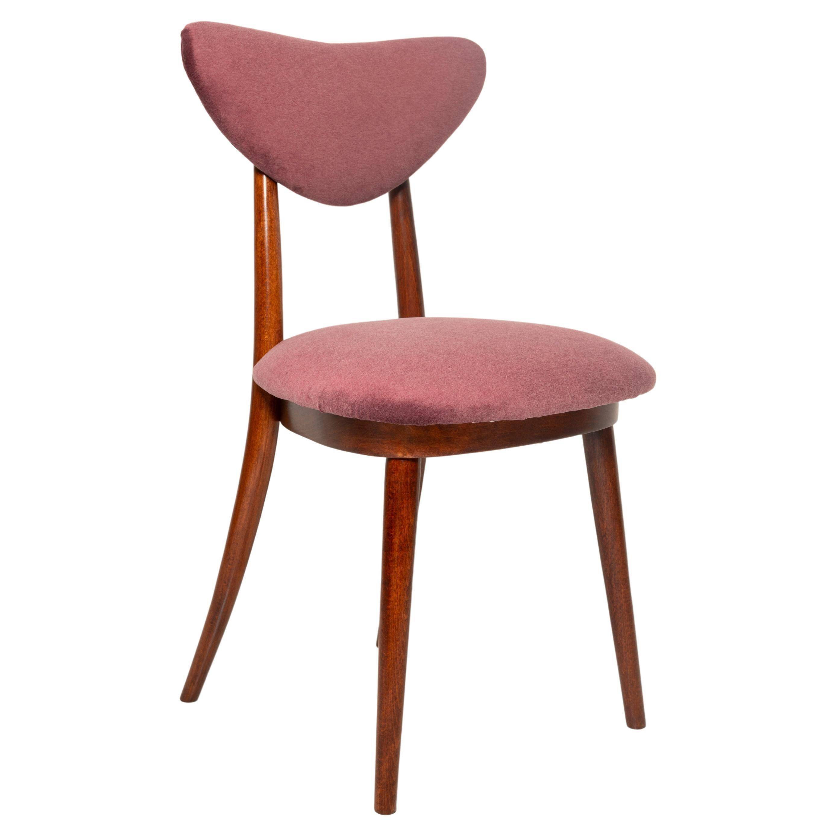 Vintage mid-20th century purple plum velvet heart-shaped chair.