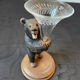 Carved wooden bear vase with black forest crystal soliflore Sallanches 19th century