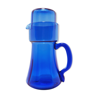 Set pichet et tasse en verre bleu scandinave
