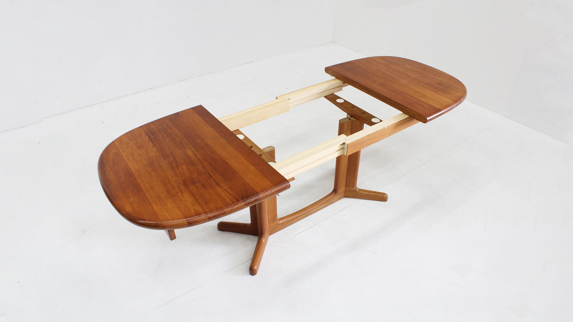 Vintage Danish oval extendable dining table solid teak