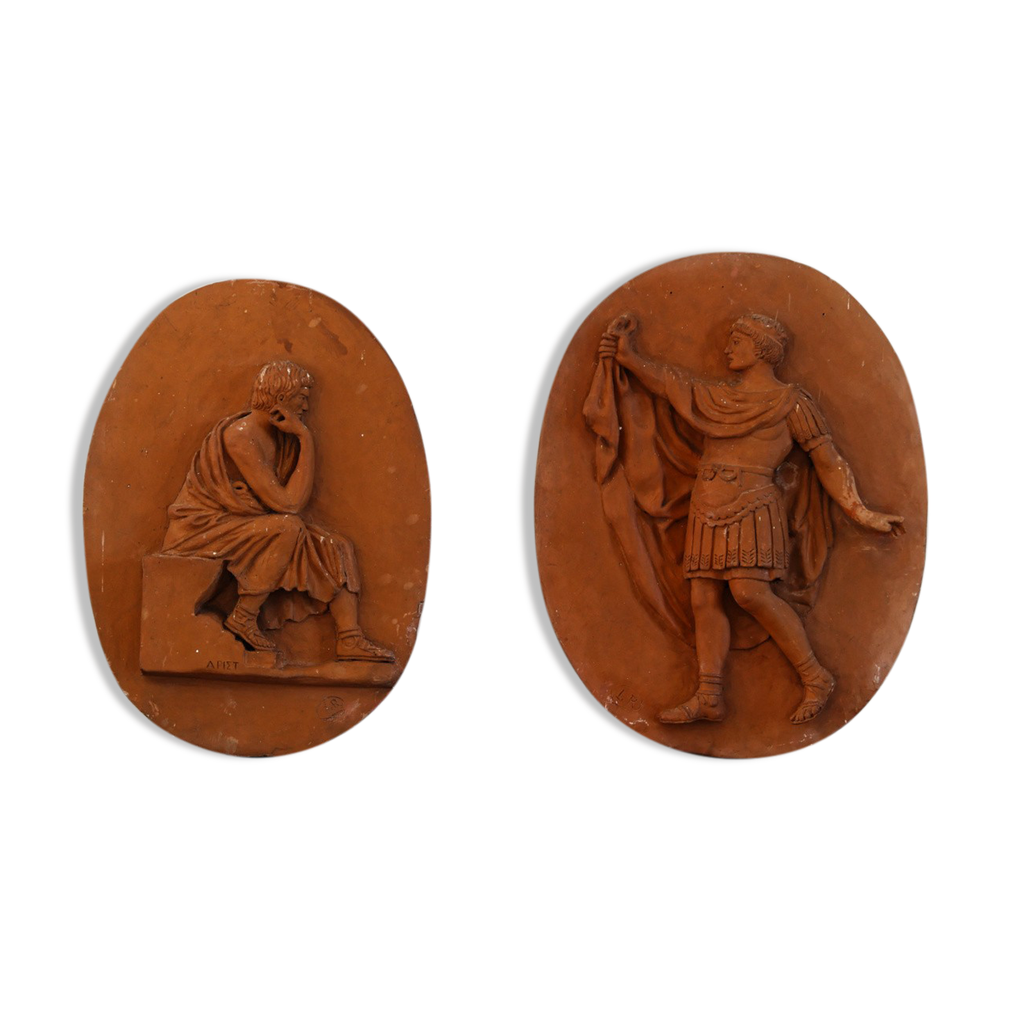Pair of terracotta medallions