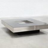 Chrome & Lacquer Coffee Table with Integrated Bar, 1970s