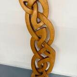 Twisted solid wood sculpture, vintage 1970s design.