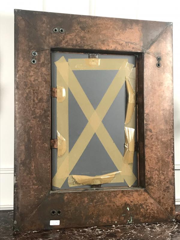 Mirror in metal and copper, dated around 1970 - 52 cm x 33 cm