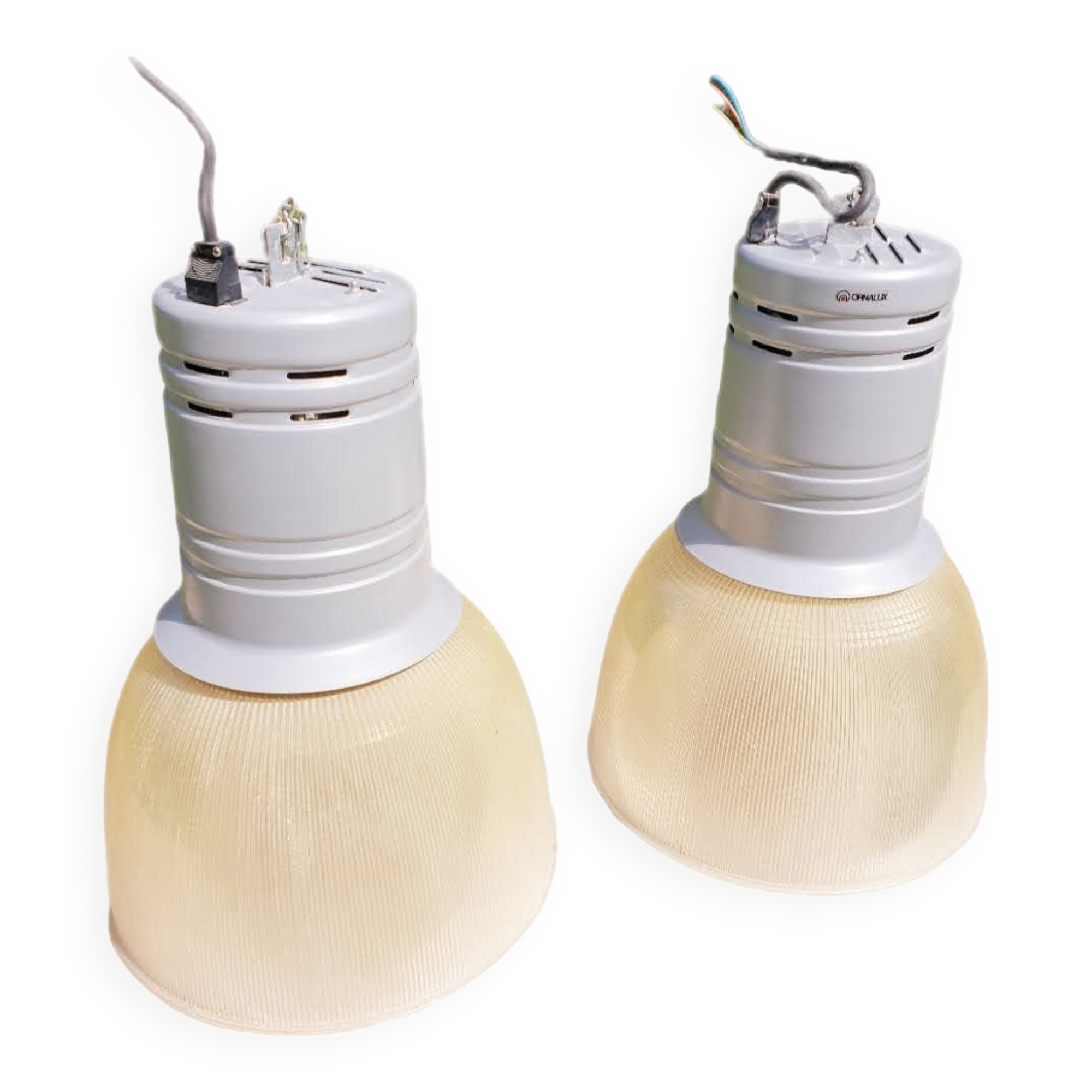 Pair of ORNALUX Industrial pendant lights