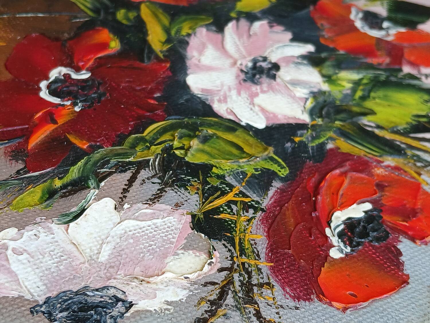 Painting bouquet of anemone flowers