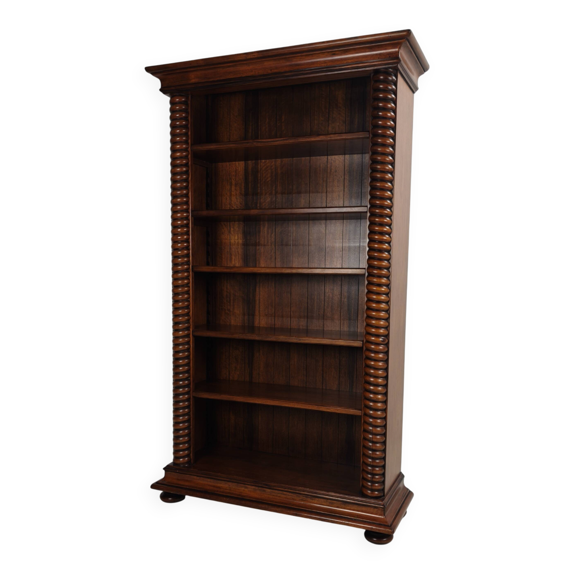 Barley Twist Open Bookcase – Solid Walnut, circa 1930