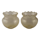 Set of 2 Vintage French Amber Ribbed Effect Glass Shades with Frilled Edge 5595