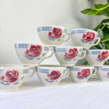 Vintage tea set in Sarreguemines flowered earthenware, "Troyes" model