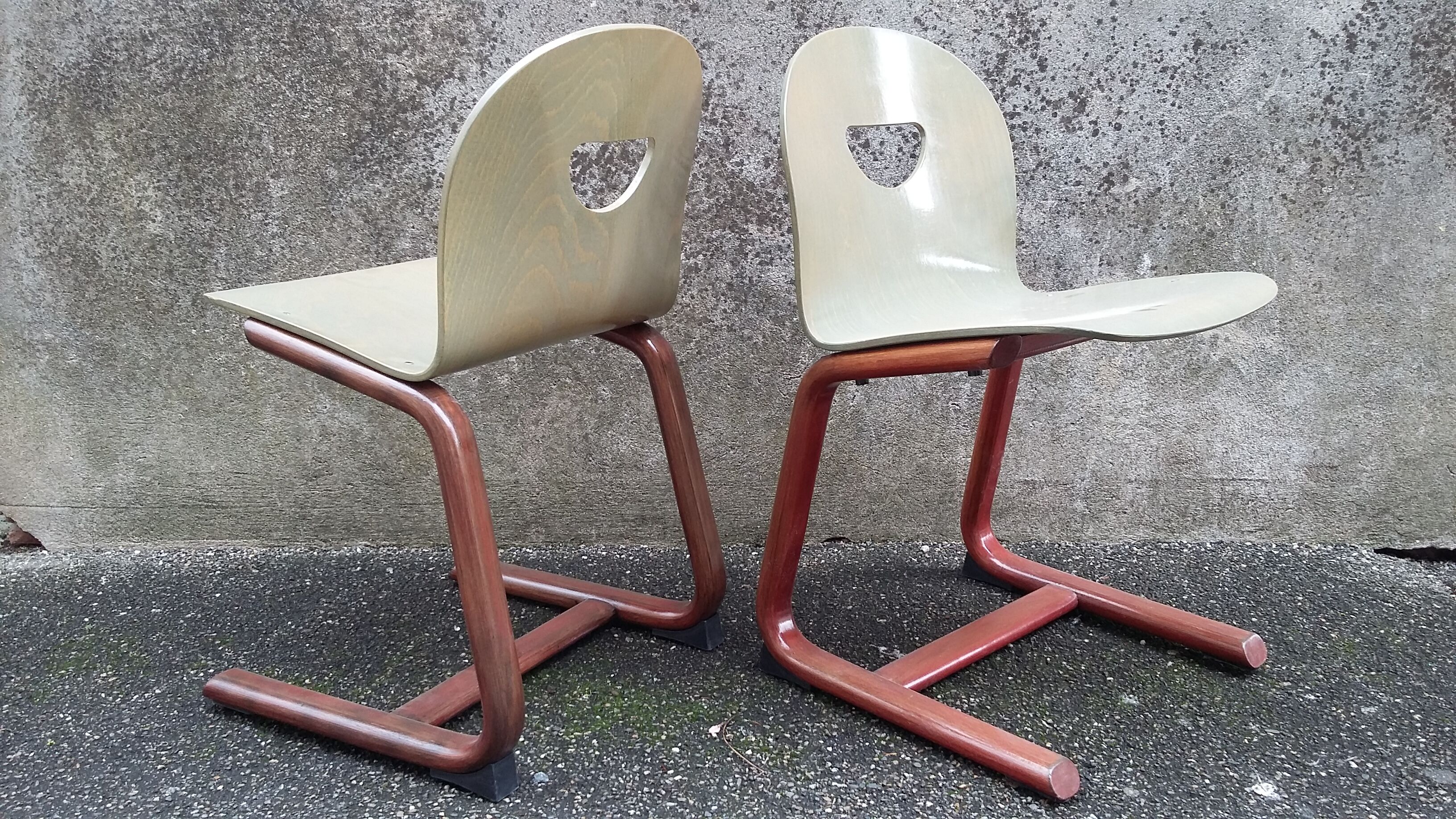 6 vintage sled chairs 1980