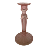 Ancien bougeoir en verre rose style rosaline