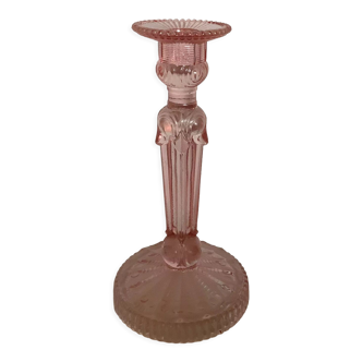 Old pink glass candle holder style rosaline