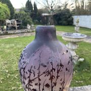 Vase en verre gravé à l'acide au décor de branches