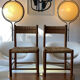 Paire chaise enfant paille design 1950/1960