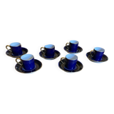 Set of 6 porcelain coffee cups and saucers