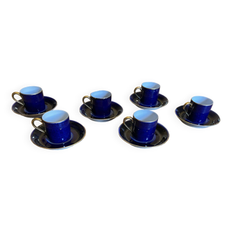 Lot de 6 tasses à café et soucoupes en porcelaine