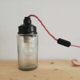 1990s Russian Soviet glass mason jar table lamp lantern Industrial