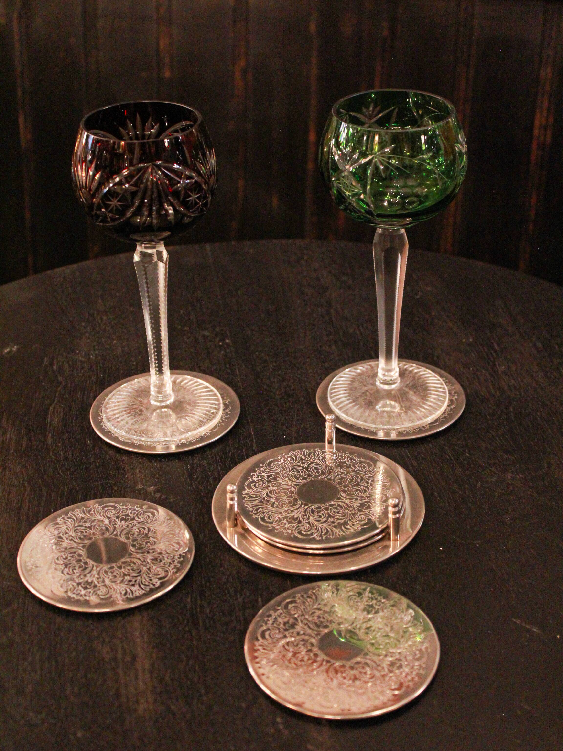 Set de sous-verres en alpaga avec support