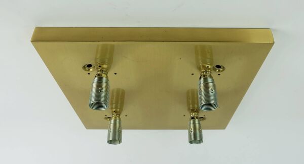 Plafonnier Peill & Putzler en laiton du milieu du siècle avec 4 cubes en verre, années 1960/70