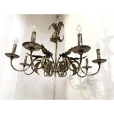 Lustre contemporain en fer forgé florentin brun-argent