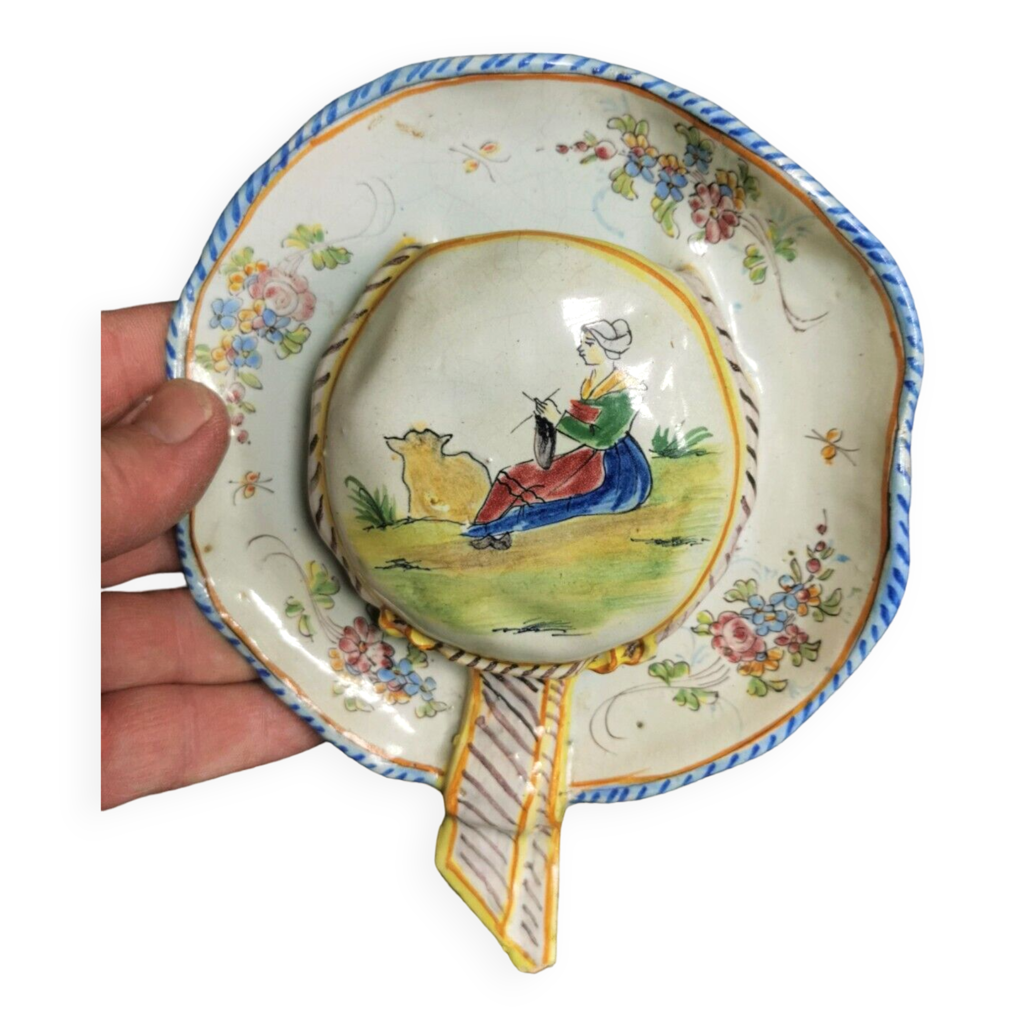 Bouquetière d'applique faïence malicorne pbx pouplard béatrix hat bigoudène