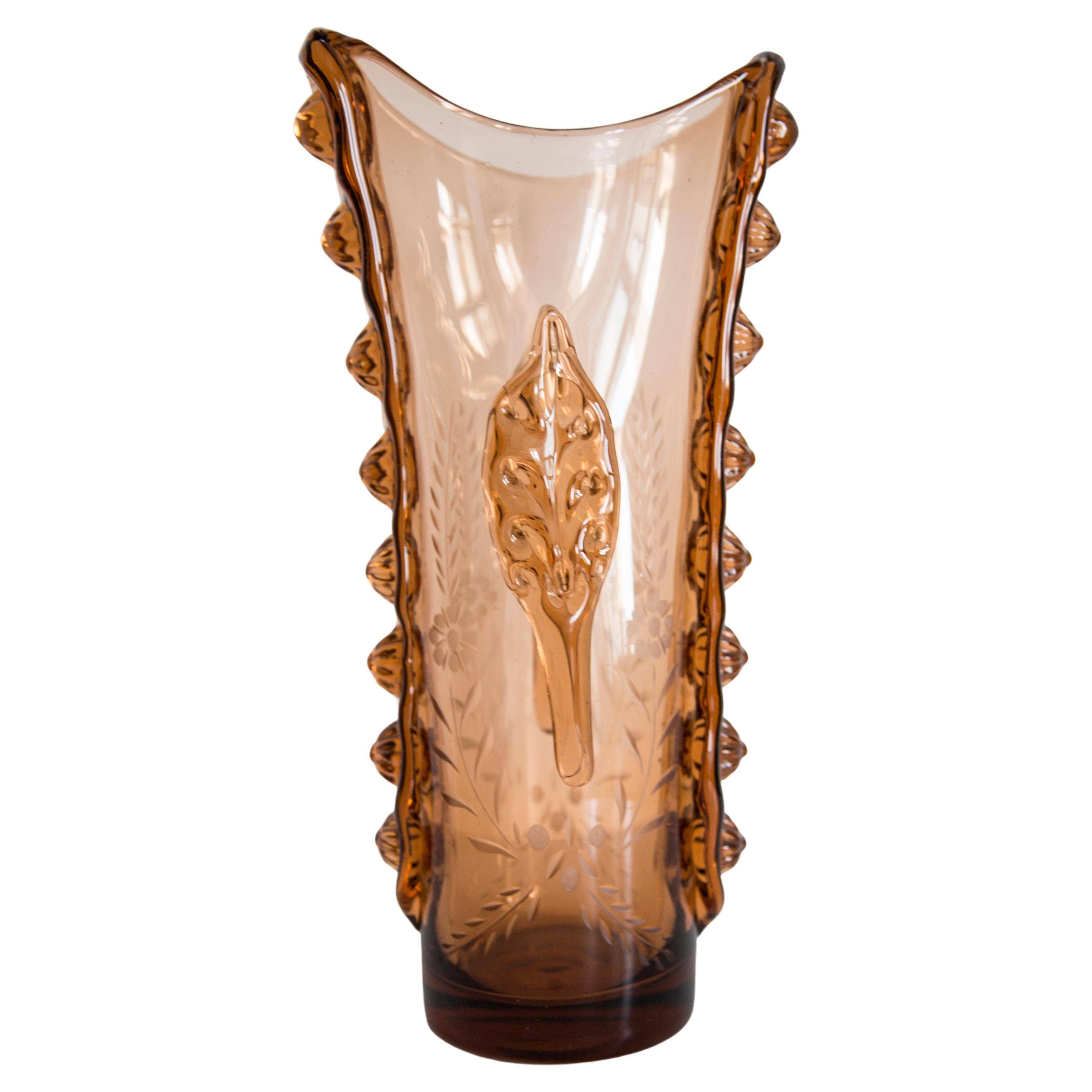 Vintage artistic vase in solid orange glass from Tarnowiec, Europe, 1970s.