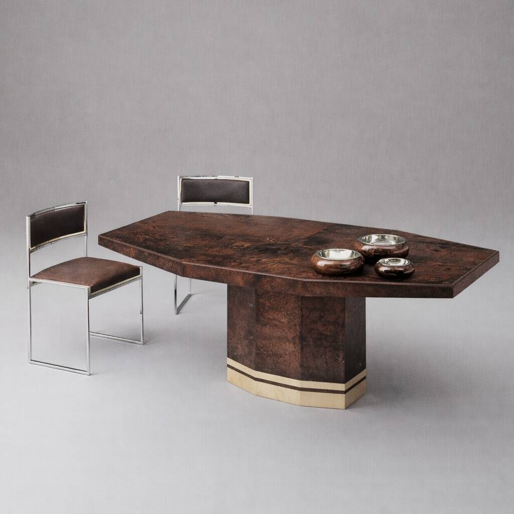 Table à manger Mod. 2007D par Willy Rizzo & Nucci Valsecchi pour Aldo Tura, 1970
