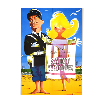Cinema poster "Le Gendarme de Saint-Tropez" 1964 Louis De Funès, Michel Galabru.