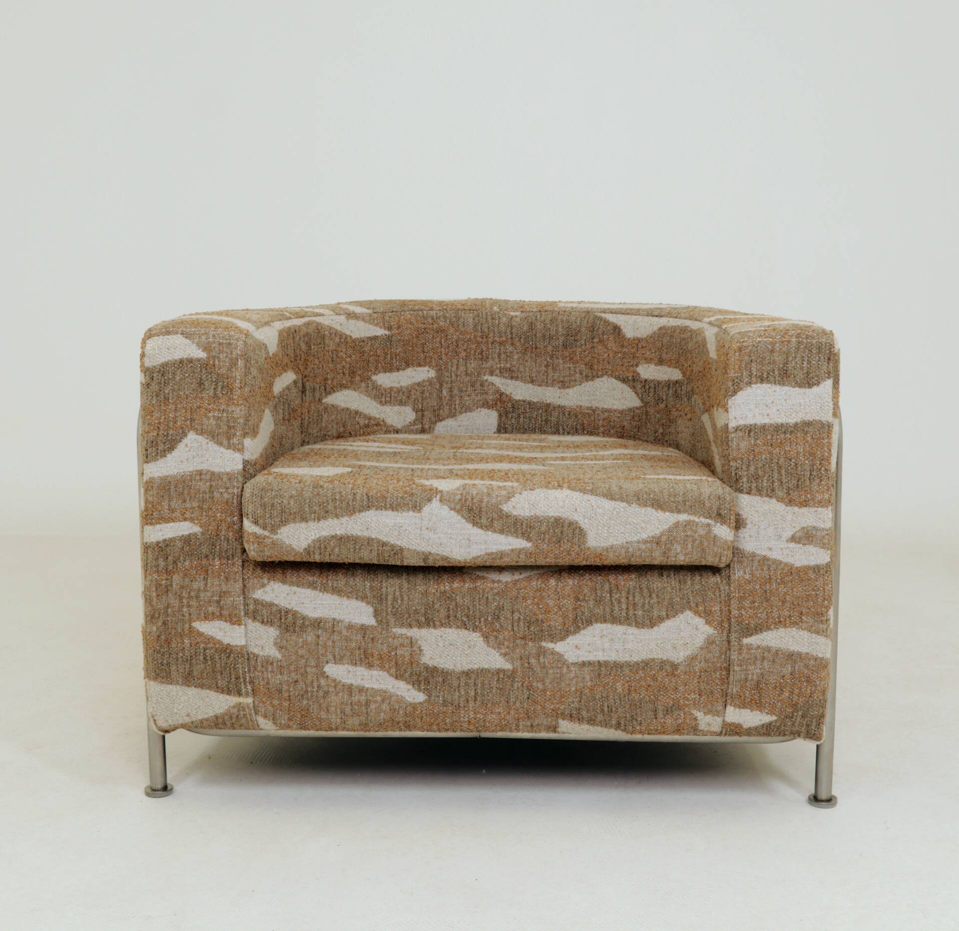 Fauteuil de hall brutaliste Jacquard beige
