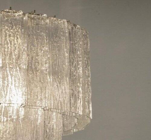 Large Chandelier in Murano Tronchi Glass from Venini, Italy, 1960s