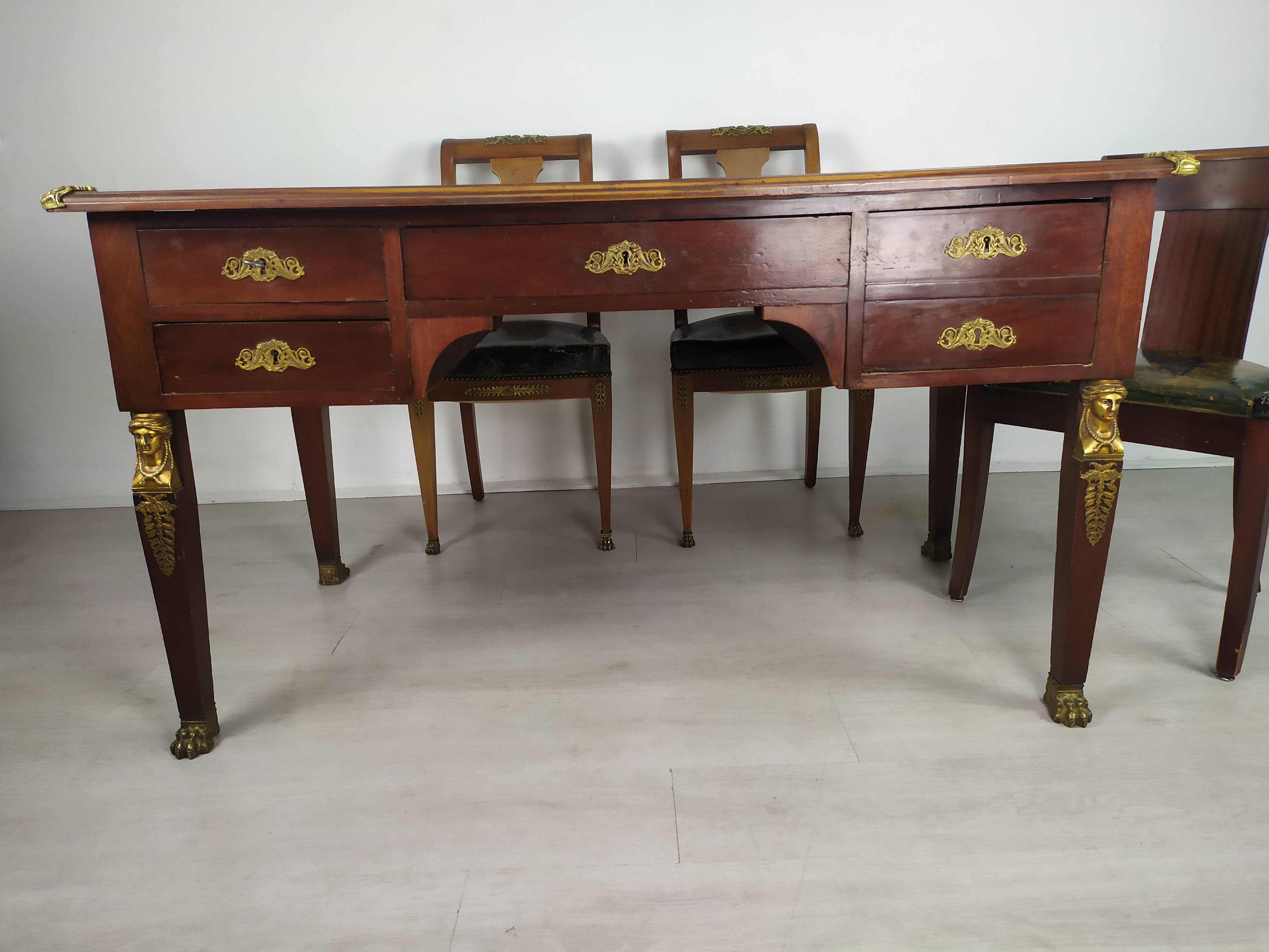 Empire-style desk and chairs