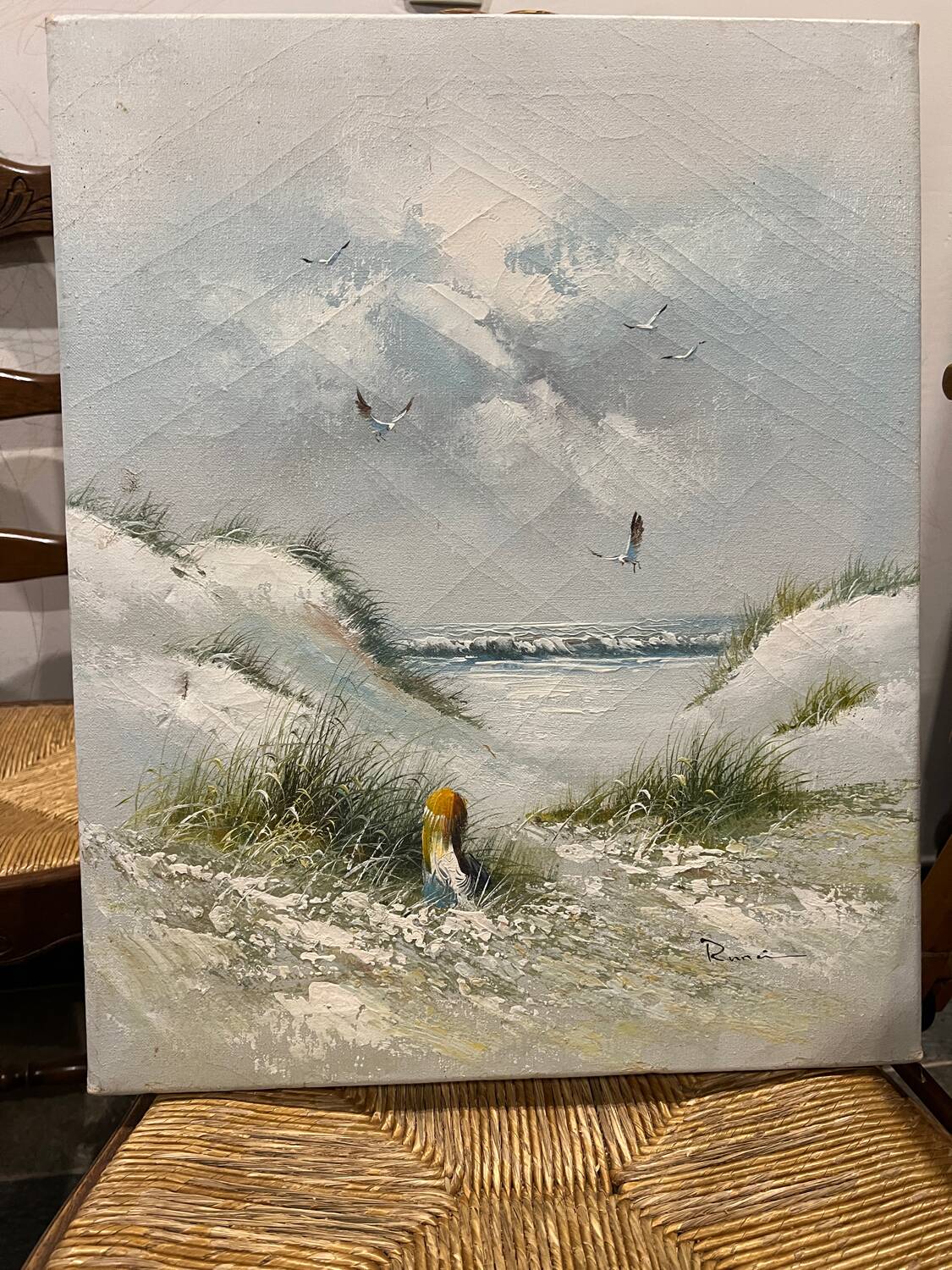 Oil landscape “The white beach”