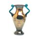 Postmodern vase, copper and turquoise glass, Huta Hortensja, Poland, 1970s