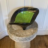 Large tripod pocket bowl in black ceramic 1950