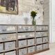 Artisanal workshop bank in patinated wood, circa 1950.
