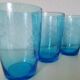 blue etched glass water/lemonade glass