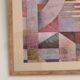 Pair of large Richard Hall geometric abstract mixed media lithographs with gold