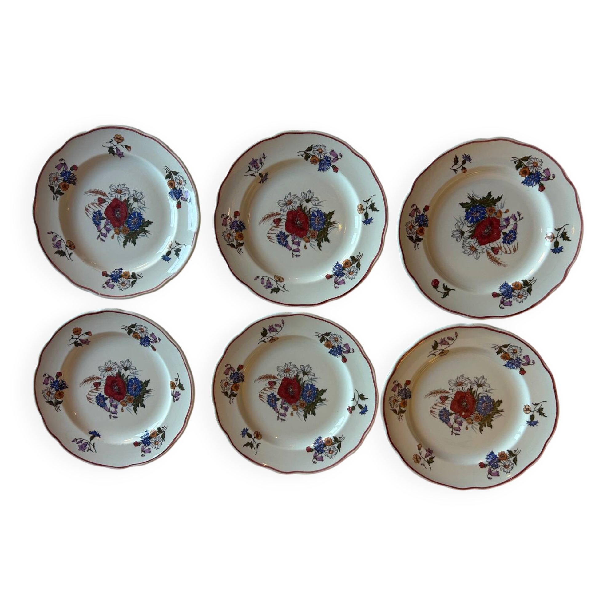 Set of 6 antique plates in porcelain from Sarreguemines – Ag decor