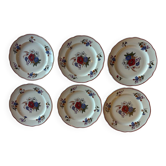 6 assiettes anciennes en faïence de Sarreguemines, décor Agreste