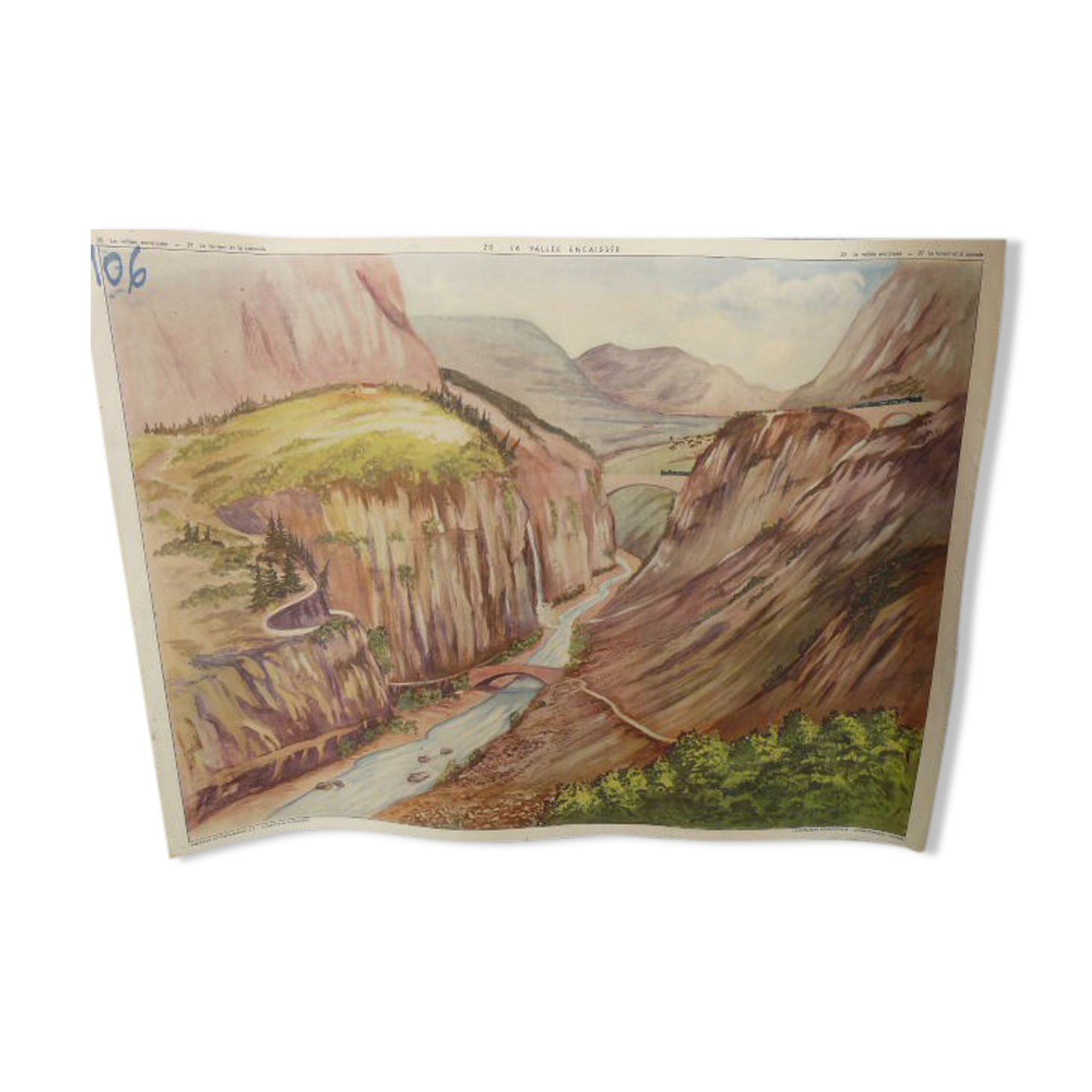 School poster editions nightingale N° 28 and 27 the valley and the torrent and the waterfall
