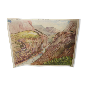 School poster editions nightingale N° 28 and 27 the valley and the torrent and the waterfall