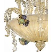21st Century Transparent and Gold Floral Chandelier in Murano Glass
