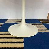 White dining table with tulip base by Maurice Burke